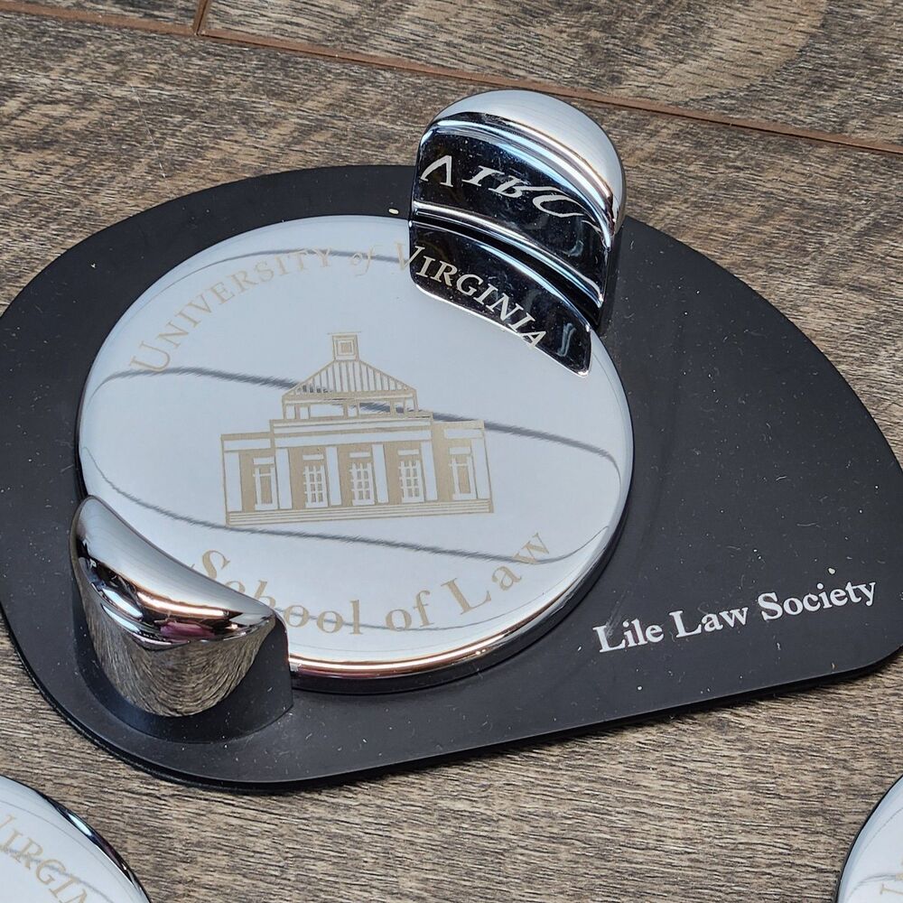 UVA Law Lile Law Society Metal Coaster Set w/Dock Holder University Of Virginia - Picture 4 of 6